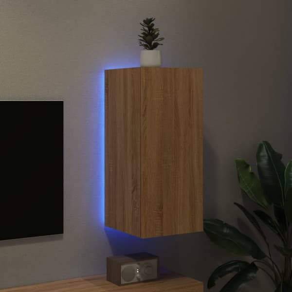 vidaXL Vegghengt TV-benk med LED sonoma eik 30,5x35x70 cm