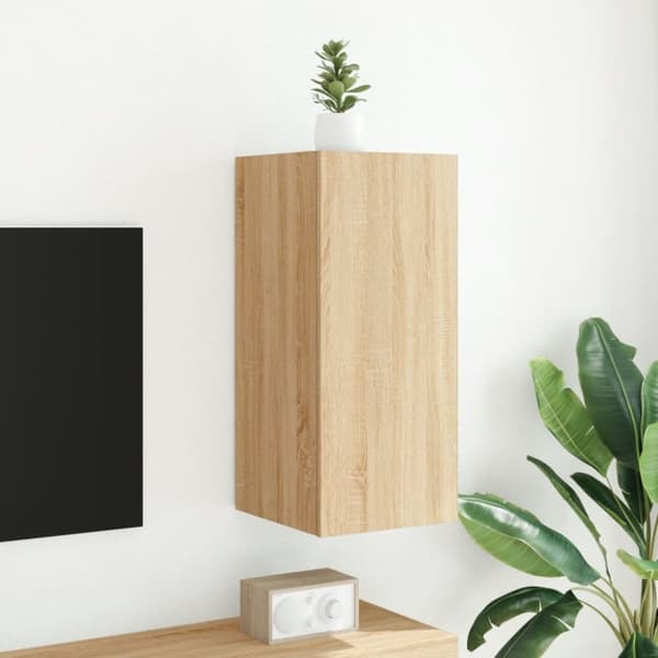 vidaXL Vegghengt TV-benk med LED sonoma eik 30,5x35x70 cm