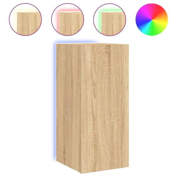 vidaXL Vegghengt TV-benk med LED sonoma eik 30,5x35x70 cm