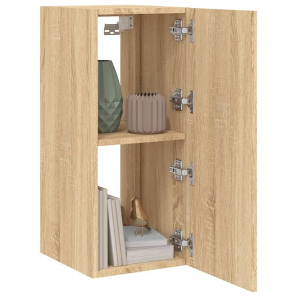 vidaXL væghængt tv-bord med LED-lys 30,5x35x70 cm sonoma-eg