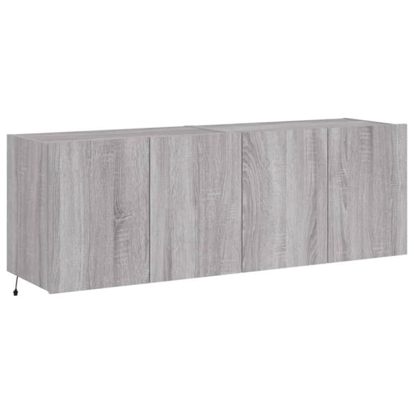 vidaXL Vegghengte TV-benker med LED 2 stk grå sonoma 60x35x41 cm