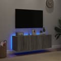 Miniatyrbilde 4 av 11: vidaXL Vegghengte TV-benker med LED 2 stk grå sonoma 60x35x41 cm