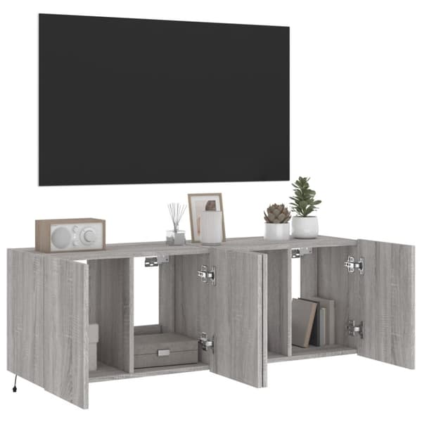 vidaXL Vegghengte TV-benker med LED 2 stk grå sonoma 60x35x41 cm