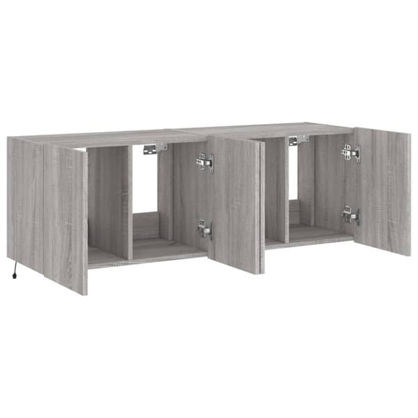 vidaXL Vegghengte TV-benker med LED 2 stk grå sonoma 60x35x41 cm