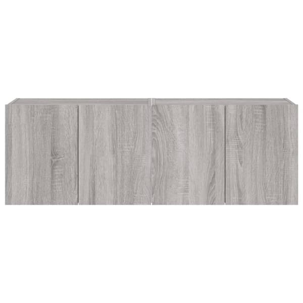 vidaXL Vegghengte TV-benker med LED 2 stk grå sonoma 60x35x41 cm