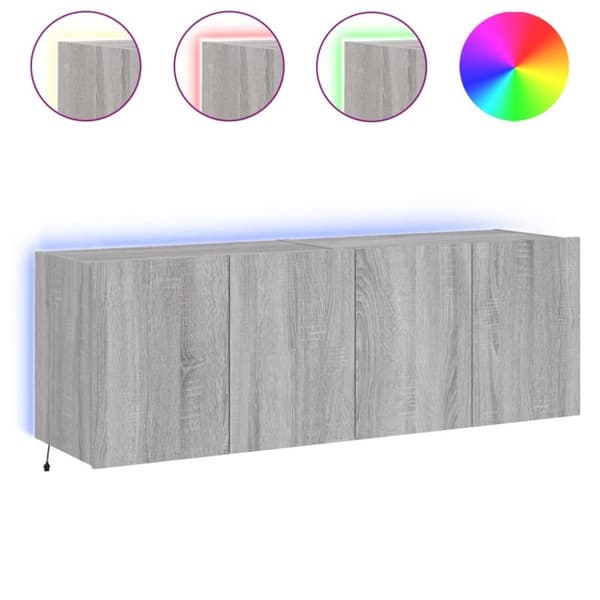 vidaXL Vegghengte TV-benker med LED 2 stk grå sonoma 60x35x41 cm