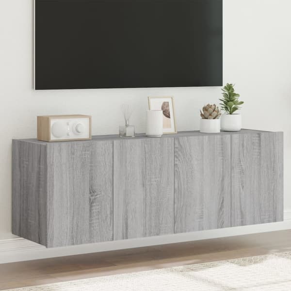 vidaXL Vegghengte TV-benker med LED 2 stk grå sonoma 60x35x41 cm