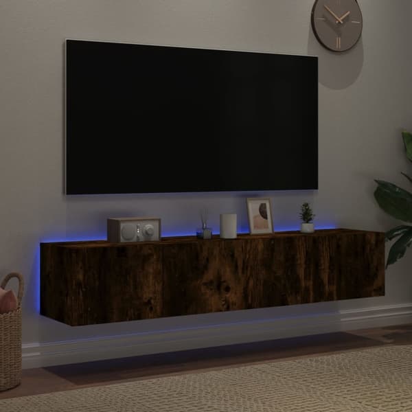 vidaXL TV-benker med LED-lys 2 stk røkt eik 80x35x31 cm