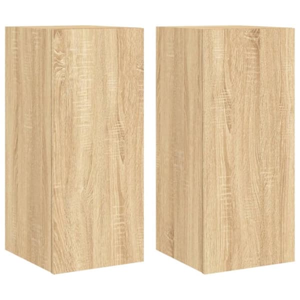 vidaXL væghængte tv-borde 2 stk. med LED-lys 30,5x35x70 cm sonoma-eg