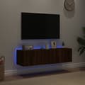 Miniatyrbilde 3 av 11: vidaXL TV-benker med LED-lys 2 stk brun eik 60x35x31 cm