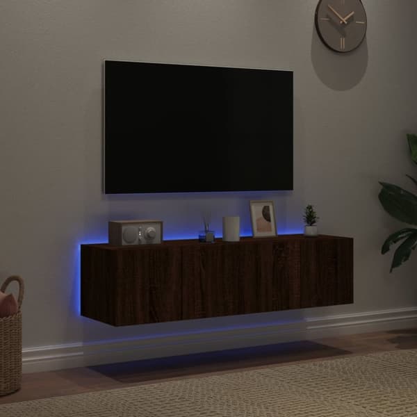 vidaXL TV-benker med LED-lys 2 stk brun eik 60x35x31 cm