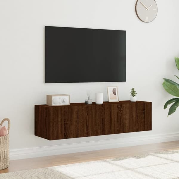 vidaXL TV-benker med LED-lys 2 stk brun eik 60x35x31 cm