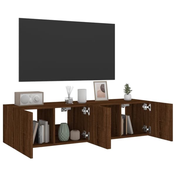 vidaXL TV-benker med LED-lys 2 stk brun eik 60x35x31 cm