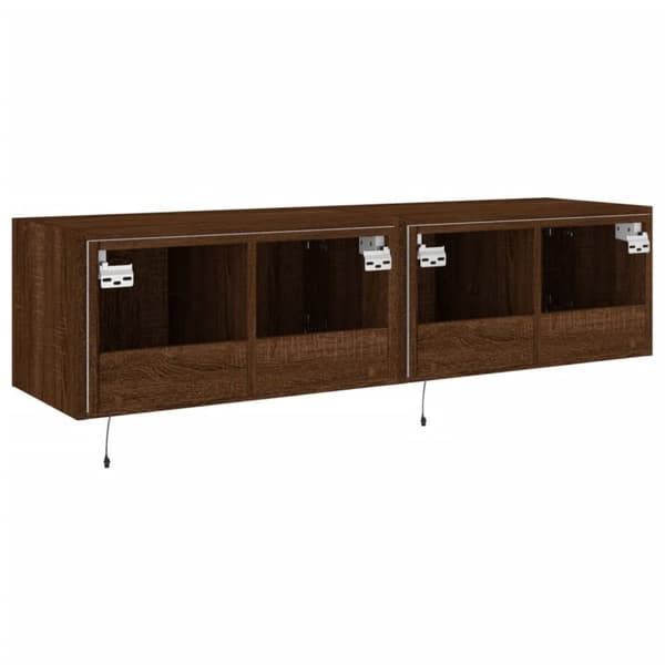 vidaXL TV-benker med LED-lys 2 stk brun eik 60x35x31 cm