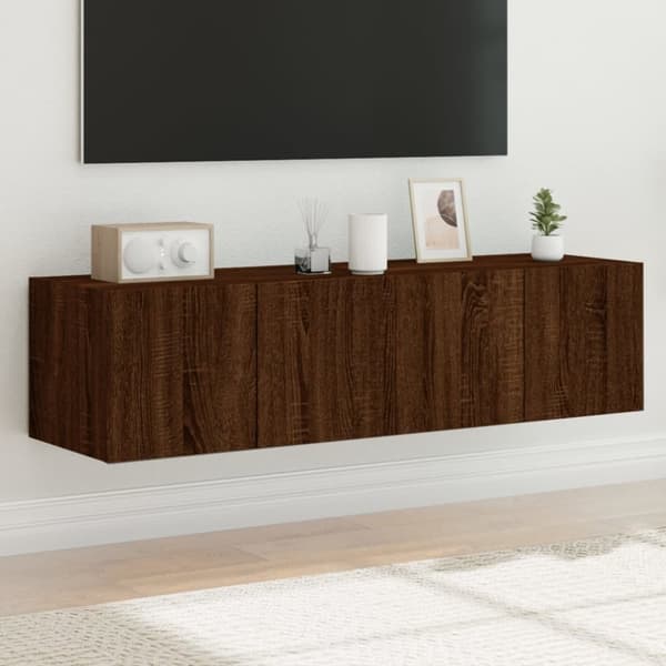 vidaXL TV-benker med LED-lys 2 stk brun eik 60x35x31 cm