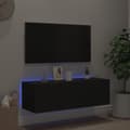 Miniatyrbilde 5 av 11: vidaXL Vegghengt TV-benk med LED svart 100x35x31 cm
