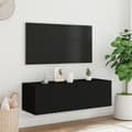 Miniatyrbilde 6 av 11: vidaXL Vegghengt TV-benk med LED svart 100x35x31 cm