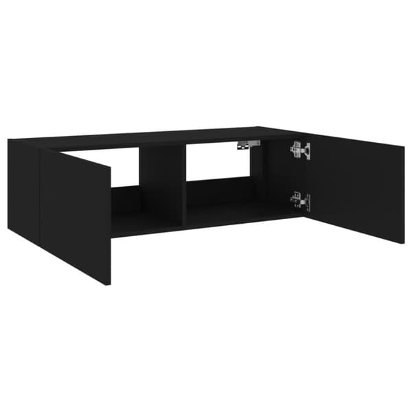 vidaXL Vegghengt TV-benk med LED svart 100x35x31 cm
