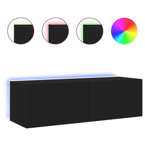 vidaXL Vegghengt TV-benk med LED svart 100x35x31 cm