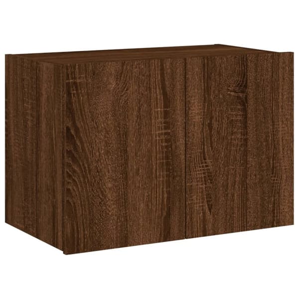 vidaXL Vegghengt TV-benk med LED brun eik 60x35x41 cm