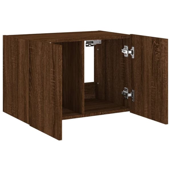 vidaXL Vegghengt TV-benk med LED brun eik 60x35x41 cm