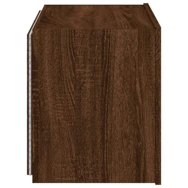 vidaXL Vegghengt TV-benk med LED brun eik 60x35x41 cm