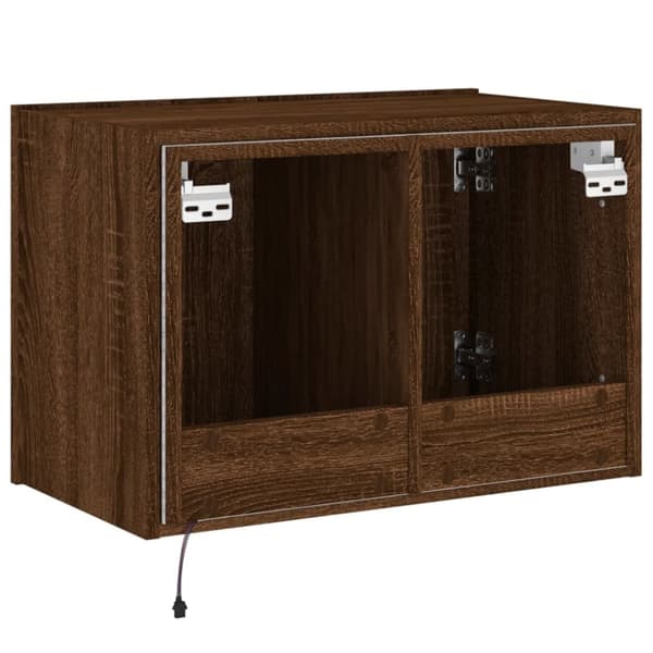 vidaXL Vegghengt TV-benk med LED brun eik 60x35x41 cm