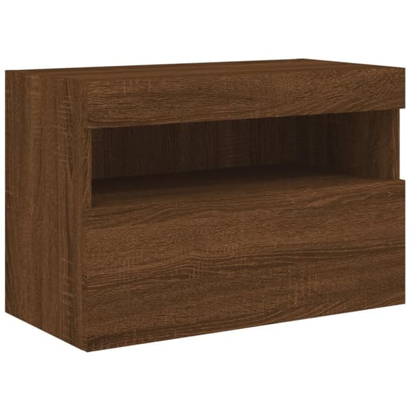 vidaXL Vegghengt TV-benk med LED brun eik 60x30x40 cm