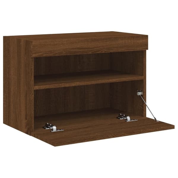 vidaXL Vegghengt TV-benk med LED brun eik 60x30x40 cm