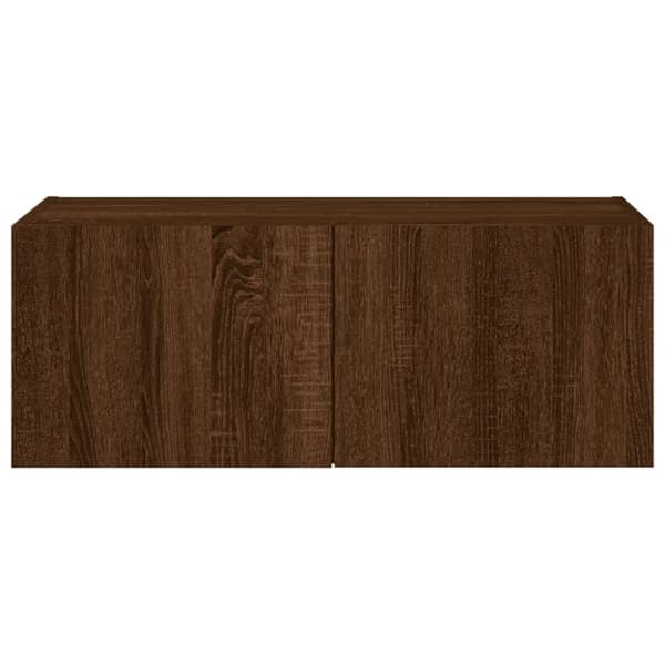 vidaXL Väggmonterad tv-bänk LED brun ek 80x35x31 cm