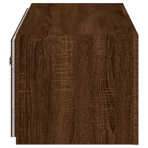 vidaXL Väggmonterad tv-bänk LED brun ek 80x35x31 cm