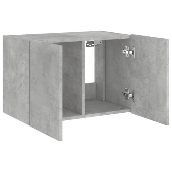 vidaXL Vegghengt TV-benk med LED-lys betonggrå 60x35x41 cm