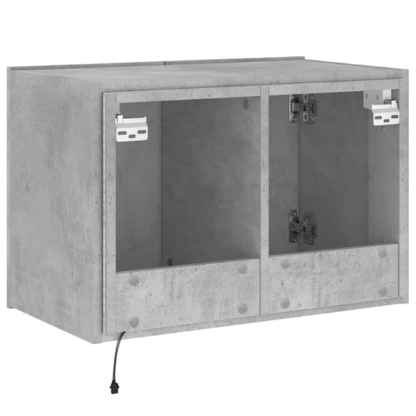 vidaXL Vegghengt TV-benk med LED-lys betonggrå 60x35x41 cm