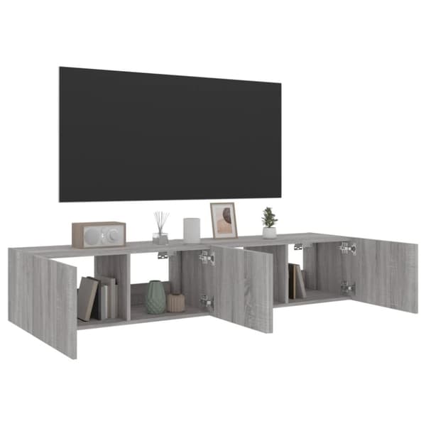 vidaXL TV-benker med LED-lys 2 stk grå sonoma 80x35x31 cm