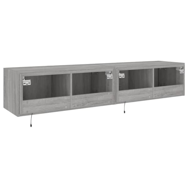 vidaXL TV-benker med LED-lys 2 stk grå sonoma 80x35x31 cm