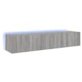 Miniatyrbilde 2 av 11: vidaXL TV-benker med LED-lys 2 stk grå sonoma 80x35x31 cm