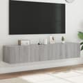 Miniatyrbilde 1 av 11: vidaXL TV-benker med LED-lys 2 stk grå sonoma 80x35x31 cm