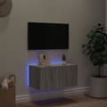 Miniatyrbilde 3 av 11: vidaXL Vegghengt TV-benk med LED grå sonoma 60x35x31 cm
