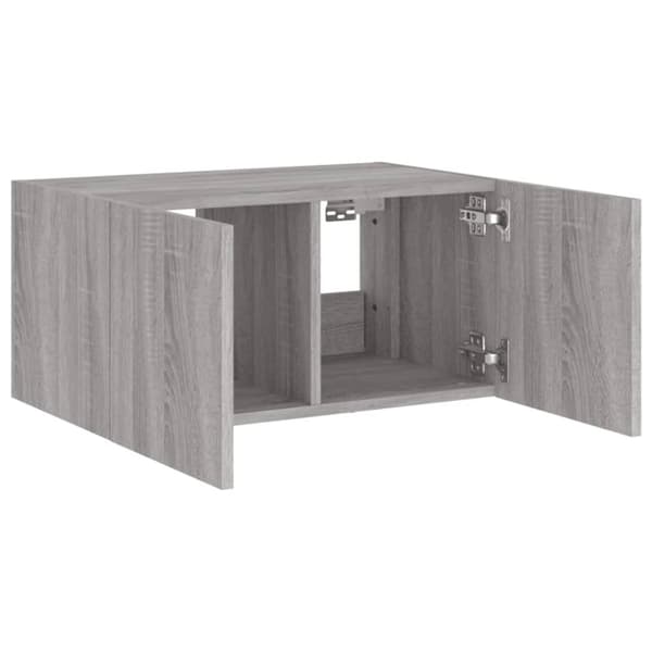 vidaXL Vegghengt TV-benk med LED grå sonoma 60x35x31 cm