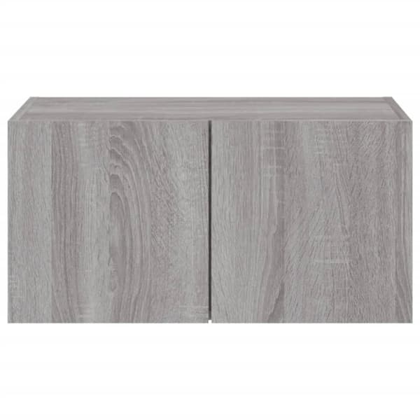 vidaXL Vegghengt TV-benk med LED grå sonoma 60x35x31 cm