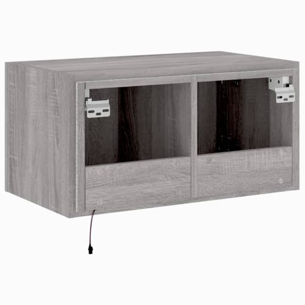 vidaXL Vegghengt TV-benk med LED grå sonoma 60x35x31 cm