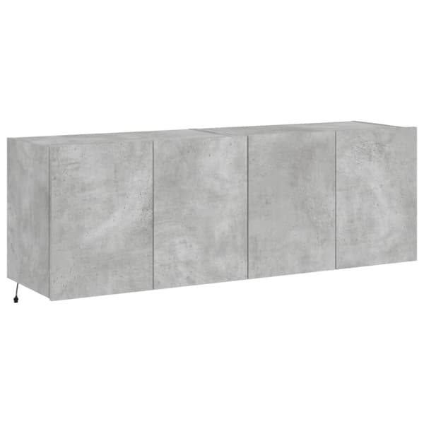 vidaXL Vegghengte TV-benker med LED-lys 2 stk betonggrå 60x35x41 cm