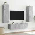 Miniatyrbilde 5 av 11: vidaXL Vegghengte TV-benker med LED-lys 2 stk betonggrå 60x35x41 cm
