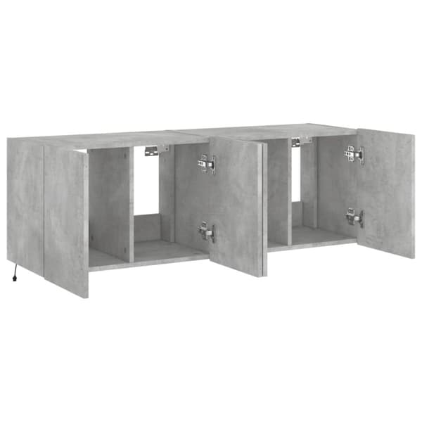 vidaXL Vegghengte TV-benker med LED-lys 2 stk betonggrå 60x35x41 cm