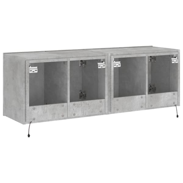 vidaXL Vegghengte TV-benker med LED-lys 2 stk betonggrå 60x35x41 cm