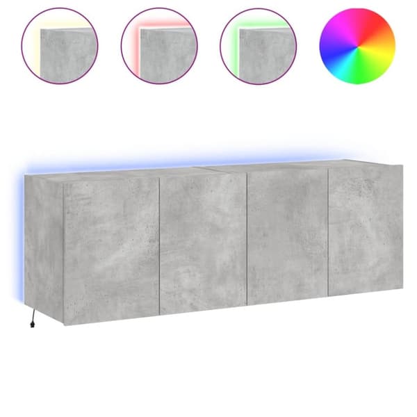 vidaXL Vegghengte TV-benker med LED-lys 2 stk betonggrå 60x35x41 cm