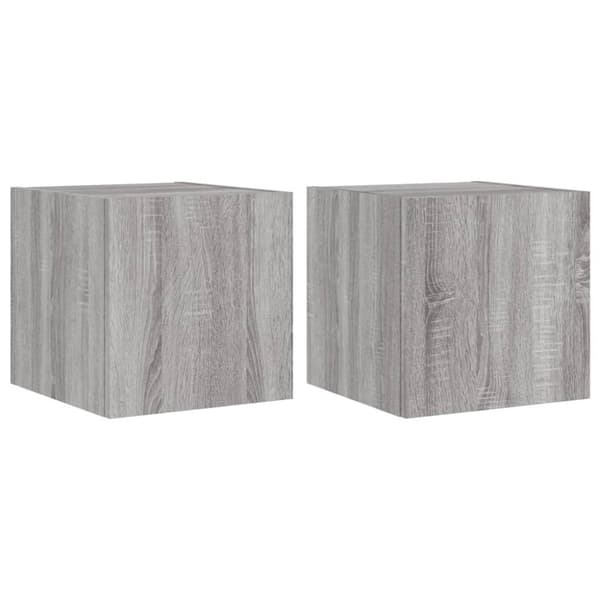 vidaXL væghængte tv-borde 2 stk. LED-lys 30,5x35x30 cm grå sonoma-eg