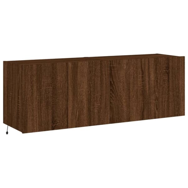 vidaXL Vegghengte TV-benker med LED 2 stk brun eik 60x35x41 cm