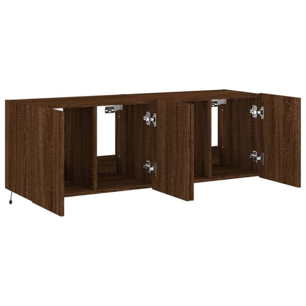 vidaXL Vegghengte TV-benker med LED 2 stk brun eik 60x35x41 cm