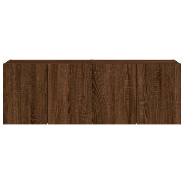 vidaXL Vegghengte TV-benker med LED 2 stk brun eik 60x35x41 cm